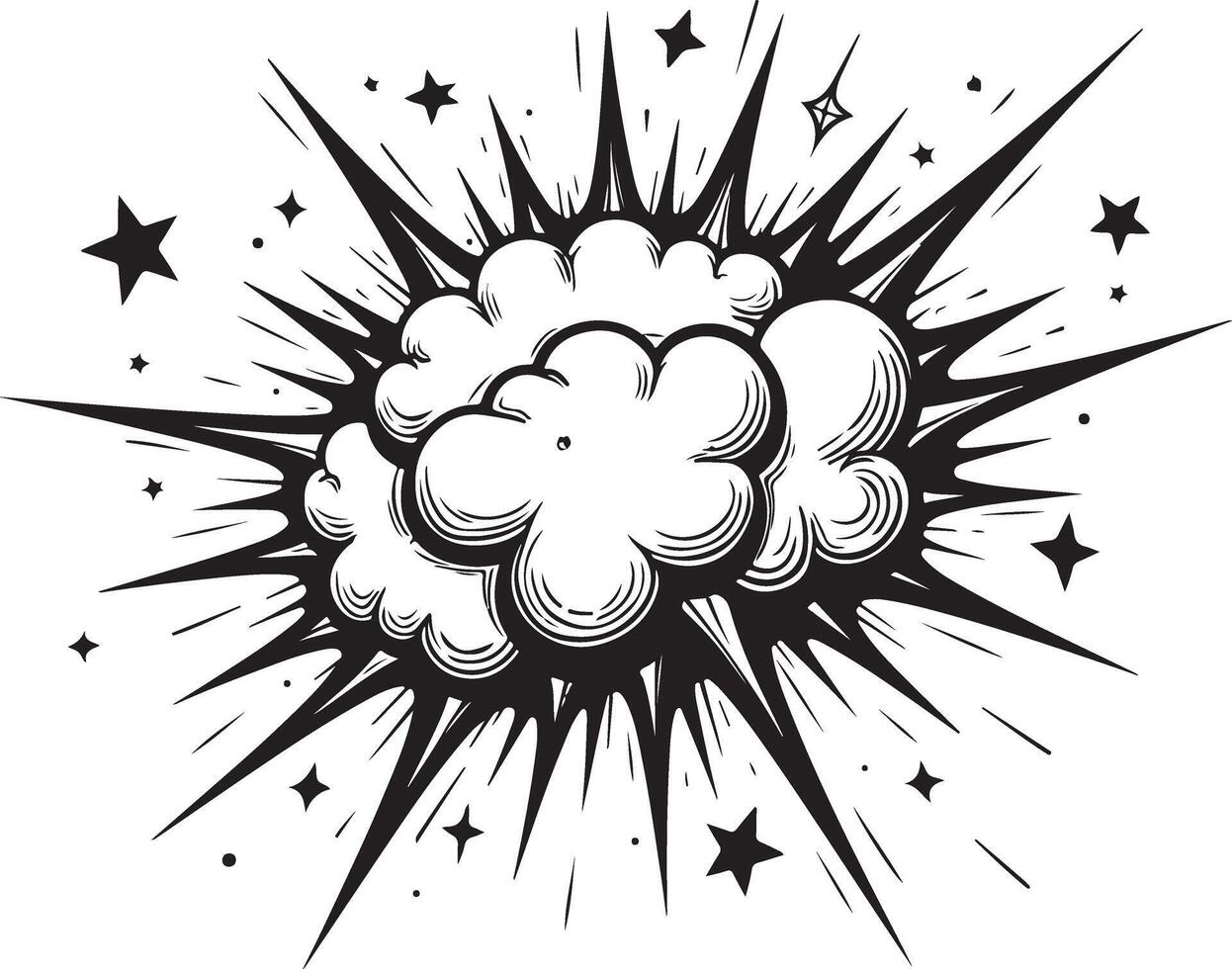 Comic book style explosion with stars and clouds vector