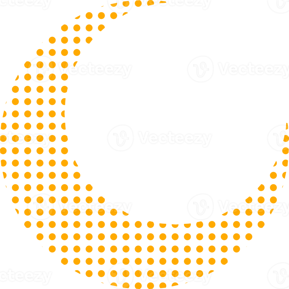 Yellow crescent moon dot line png