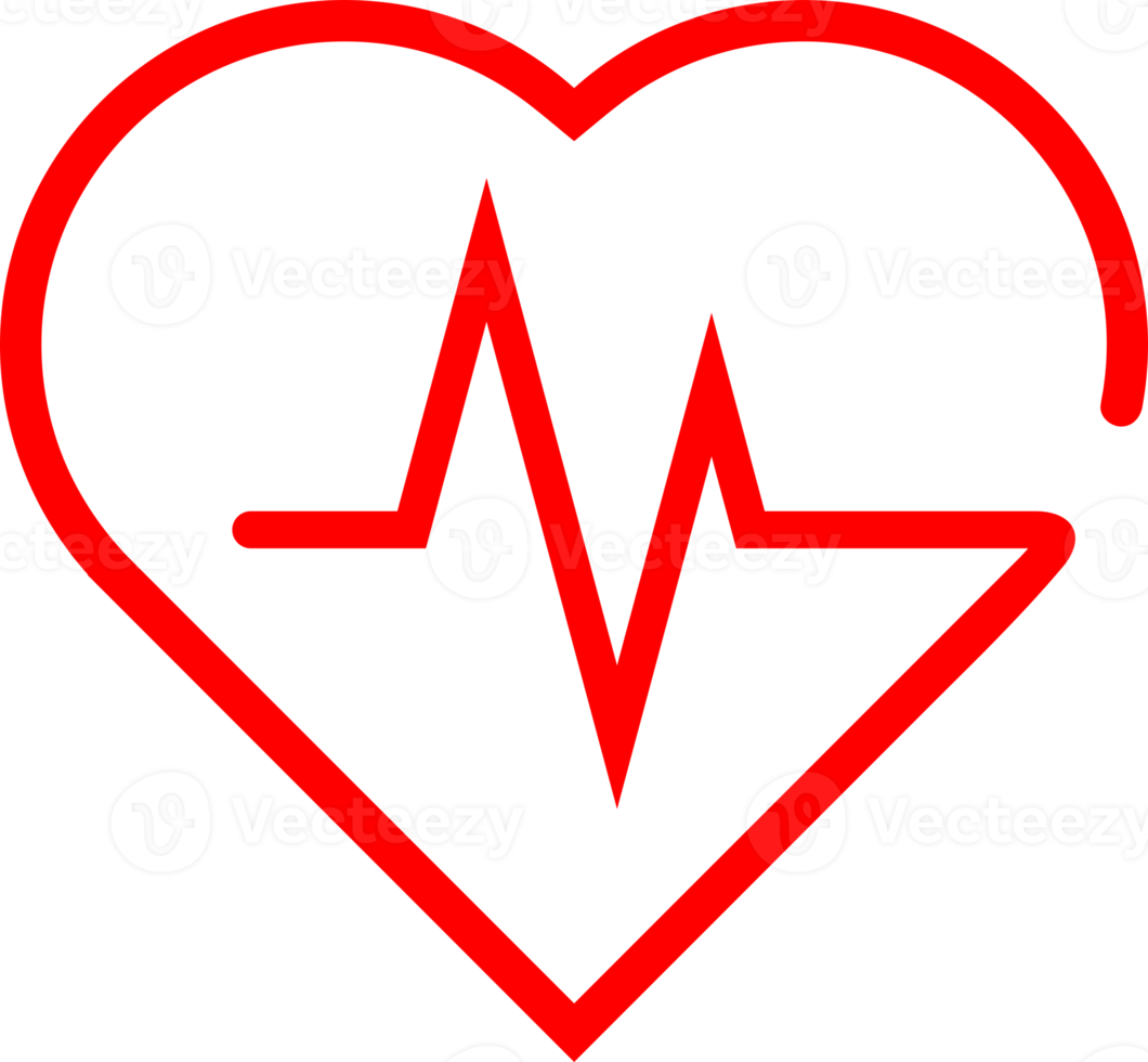 Red icon line wave pulse heartbeat with heart png