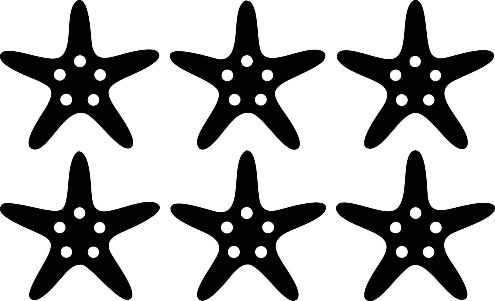 Six Black Starfish Silhouette with White Spots vector