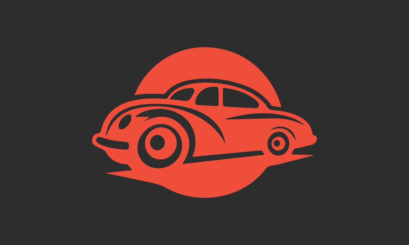 Classic Red Vintage Car Silhouette, Minimalist Design, Retro Automotive Icon, Bold Graphic, Dark Background vector