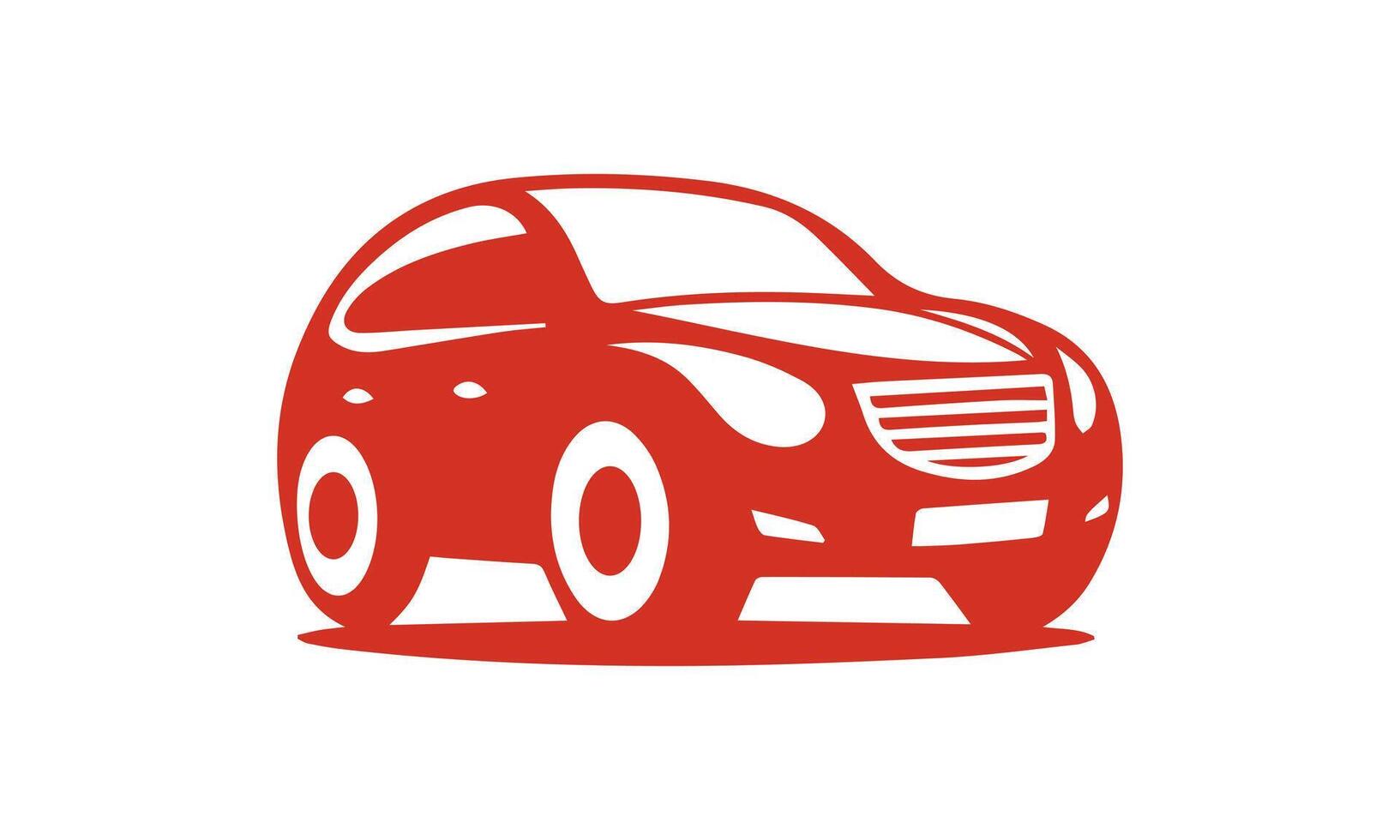 Red stylized car icon, simple, modern, and playful automotive illustration. vector