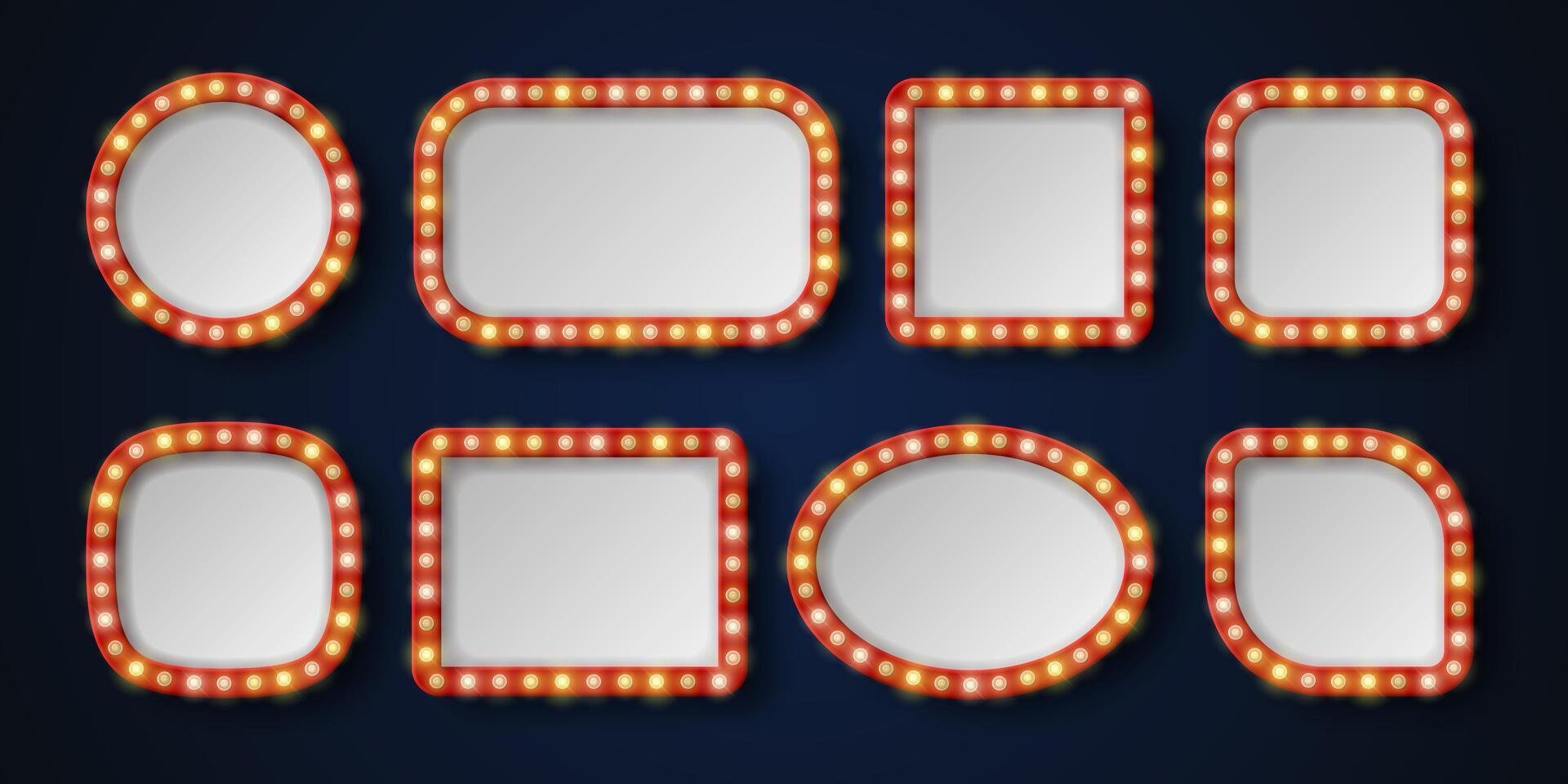 Lighted frames with empty spaces for text vector