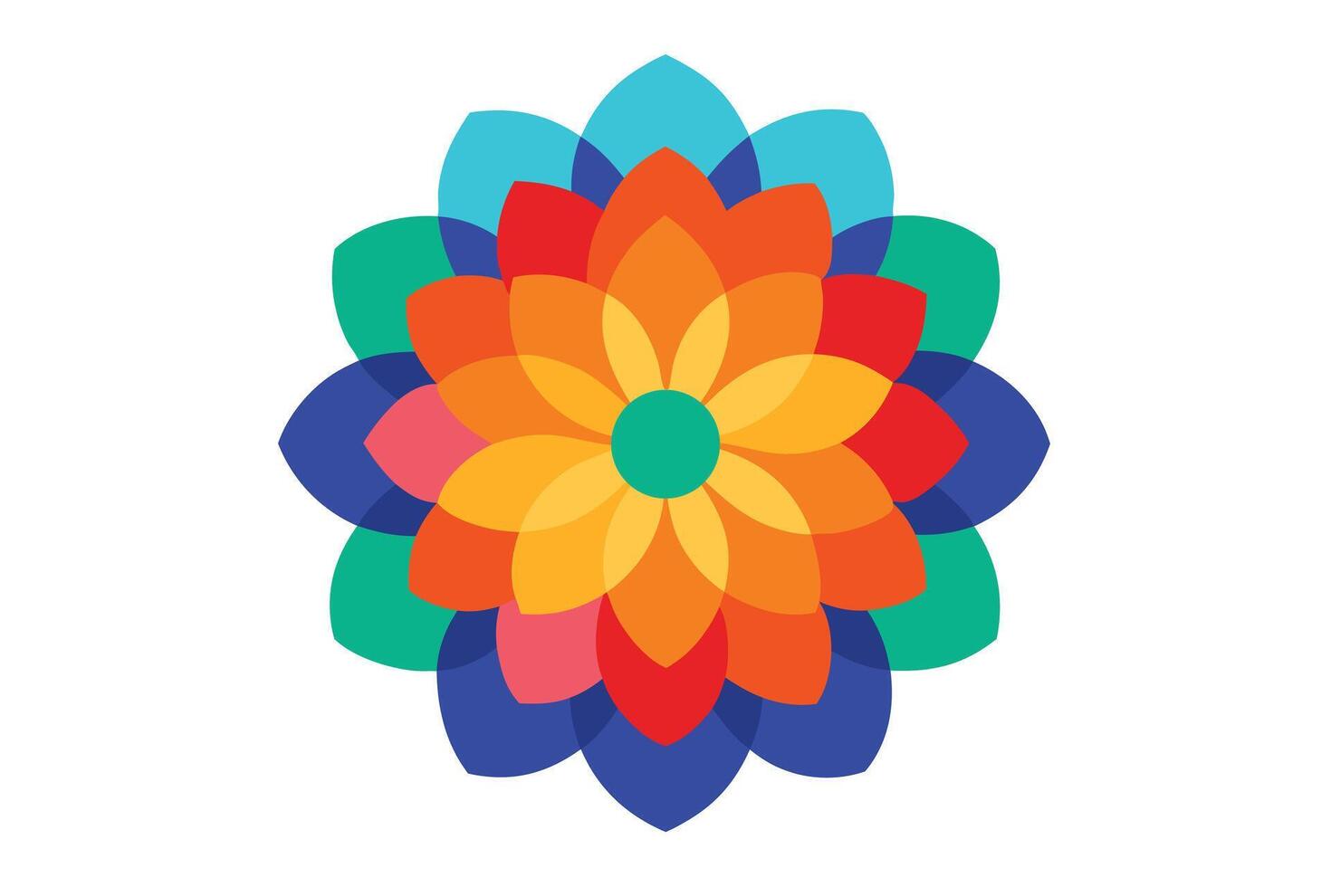 Vibrant Rainbow Mandala Flower Design A Joyful, Colorful Circular Floral Pattern on White Background - Professional digital artwork with vibrant colors and detailed composition vector