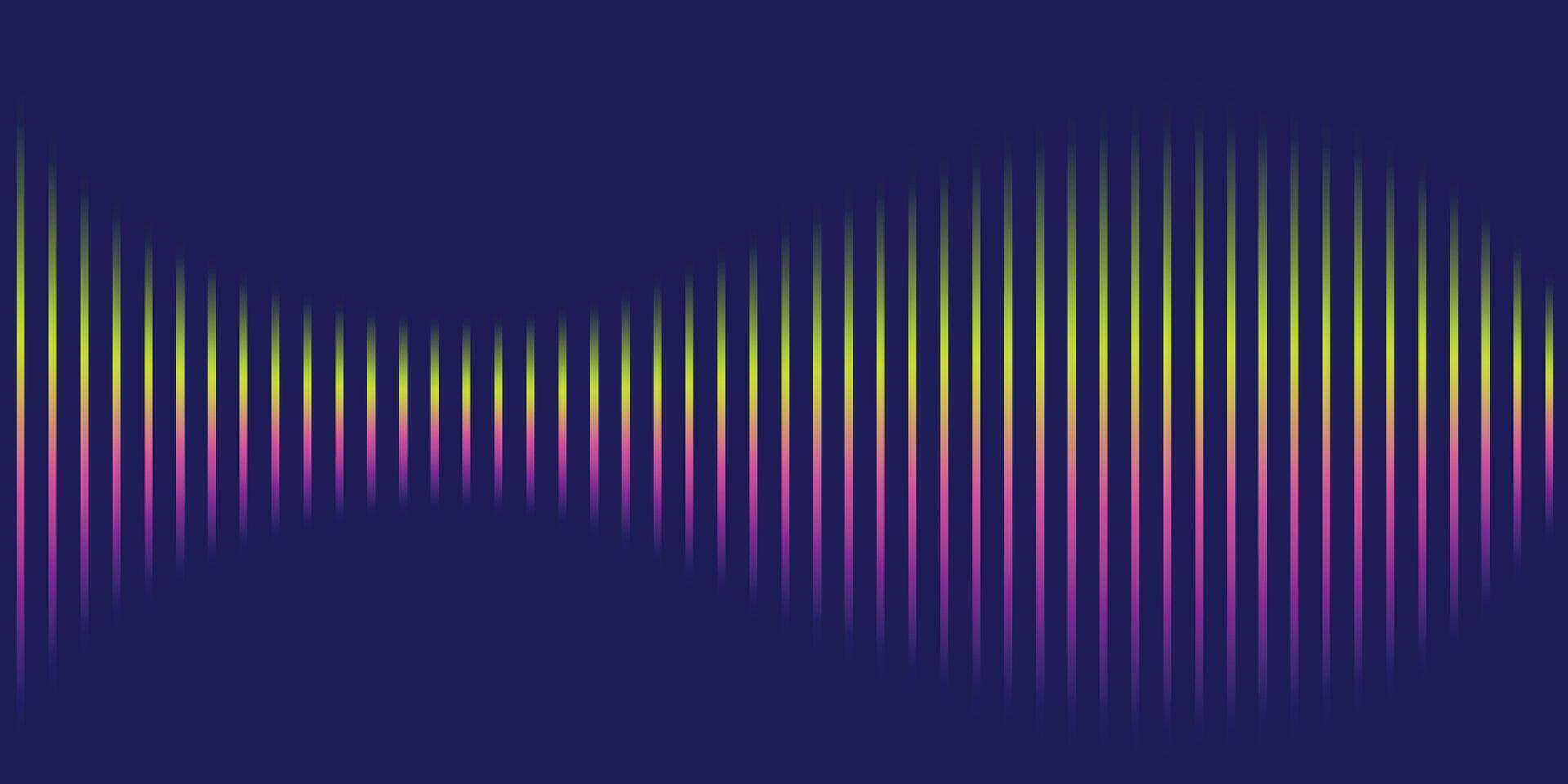 Abstract Colorful Sound Wave Visualization Serene Gradient Lines Flowing Across a Dark Blue Background - Professional digital artwork with vibrant colors and detailed composition vector