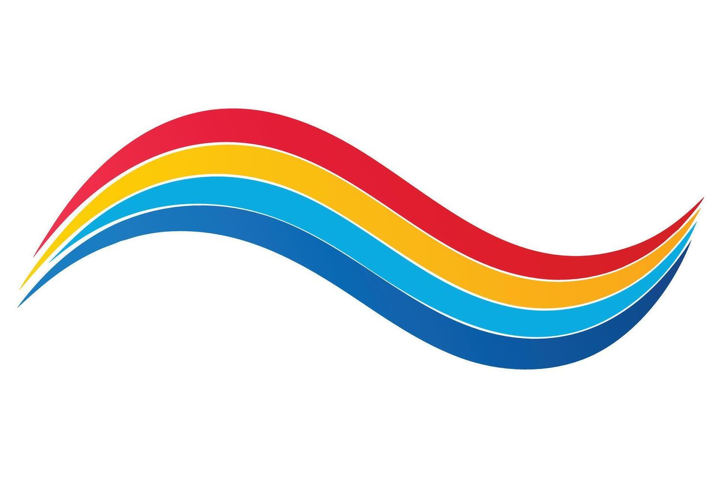 Vibrant Rainbow Wave Abstract Design Colorful, Curving Stripes on White Background, Evoking Joy and Energy vector