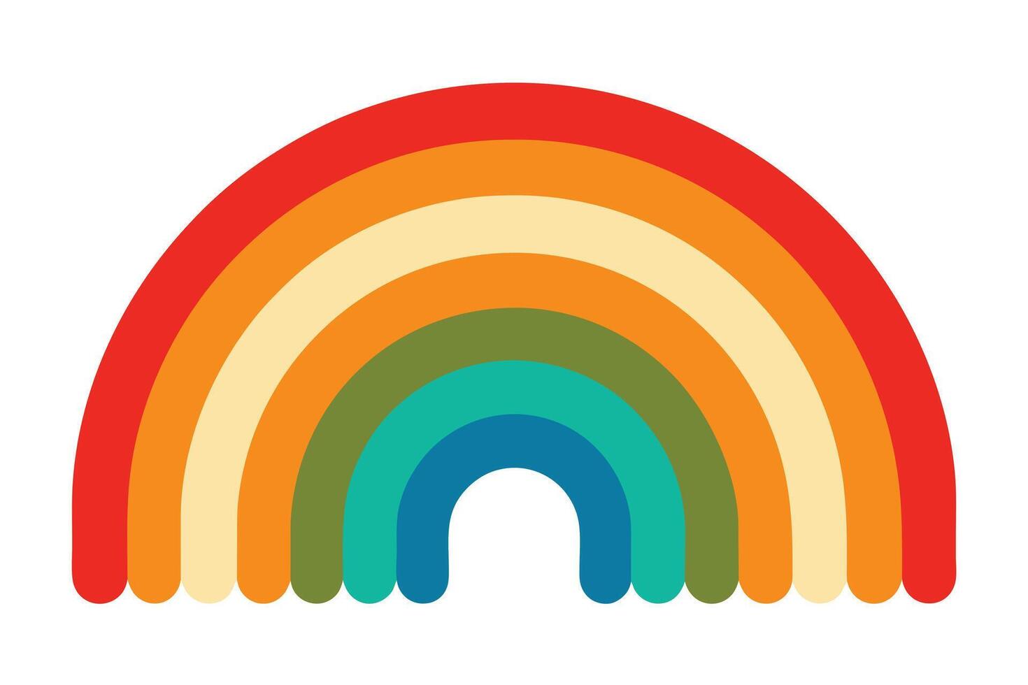Retro Rainbow Design A Joyful, Colorful Arc of Hope and Happiness Against a White Background vector