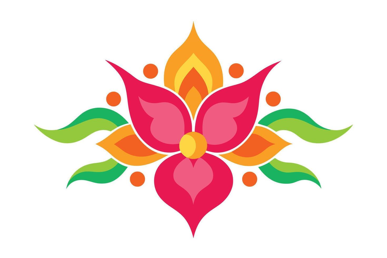 Vibrant Colorful Floral Design A Joyful and Festive Stylized Flower Illustration on White Background - Professional digital artwork with vibrant colors and detailed composition vector