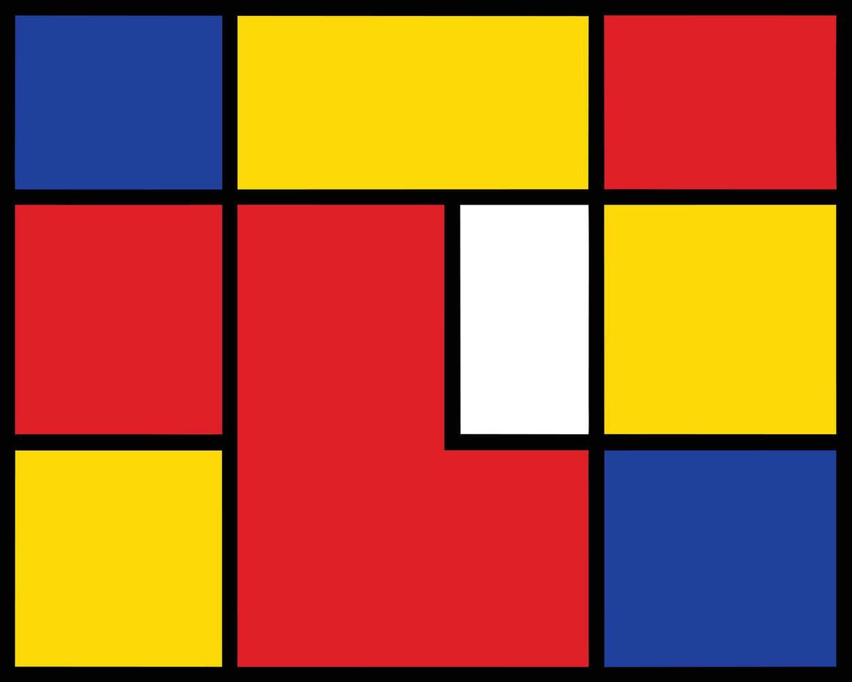 Bold Geometric Abstract Art Vibrant Red, Yellow, and Blue Squares Composition in a Modern Style vector