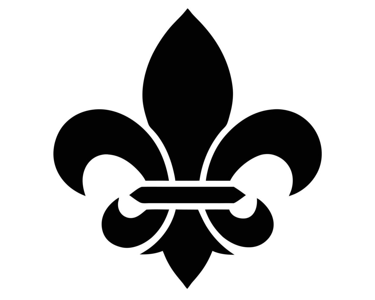 Elegant Black Fleur-de-lis Symbol A Stunning Graphic Design on White Background - Professional digital artwork with vibrant colors and detailed composition vector