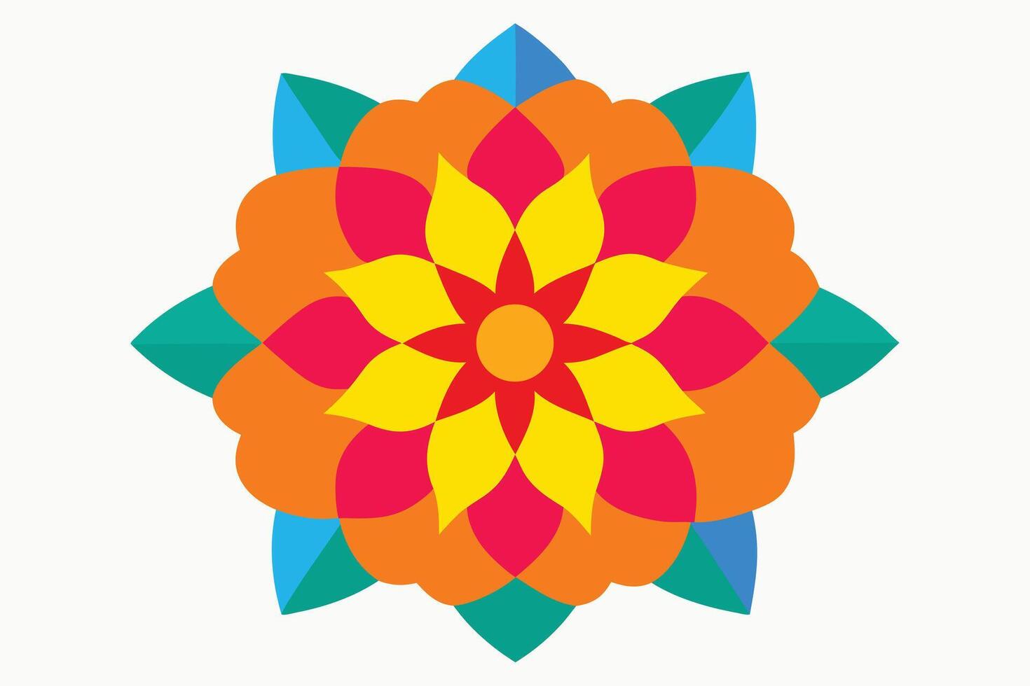 Vibrant Mandala Flower Design A Joyful, Colorful Floral Illustration Against a White Background - Professional digital artwork with vibrant colors and detailed composition vector