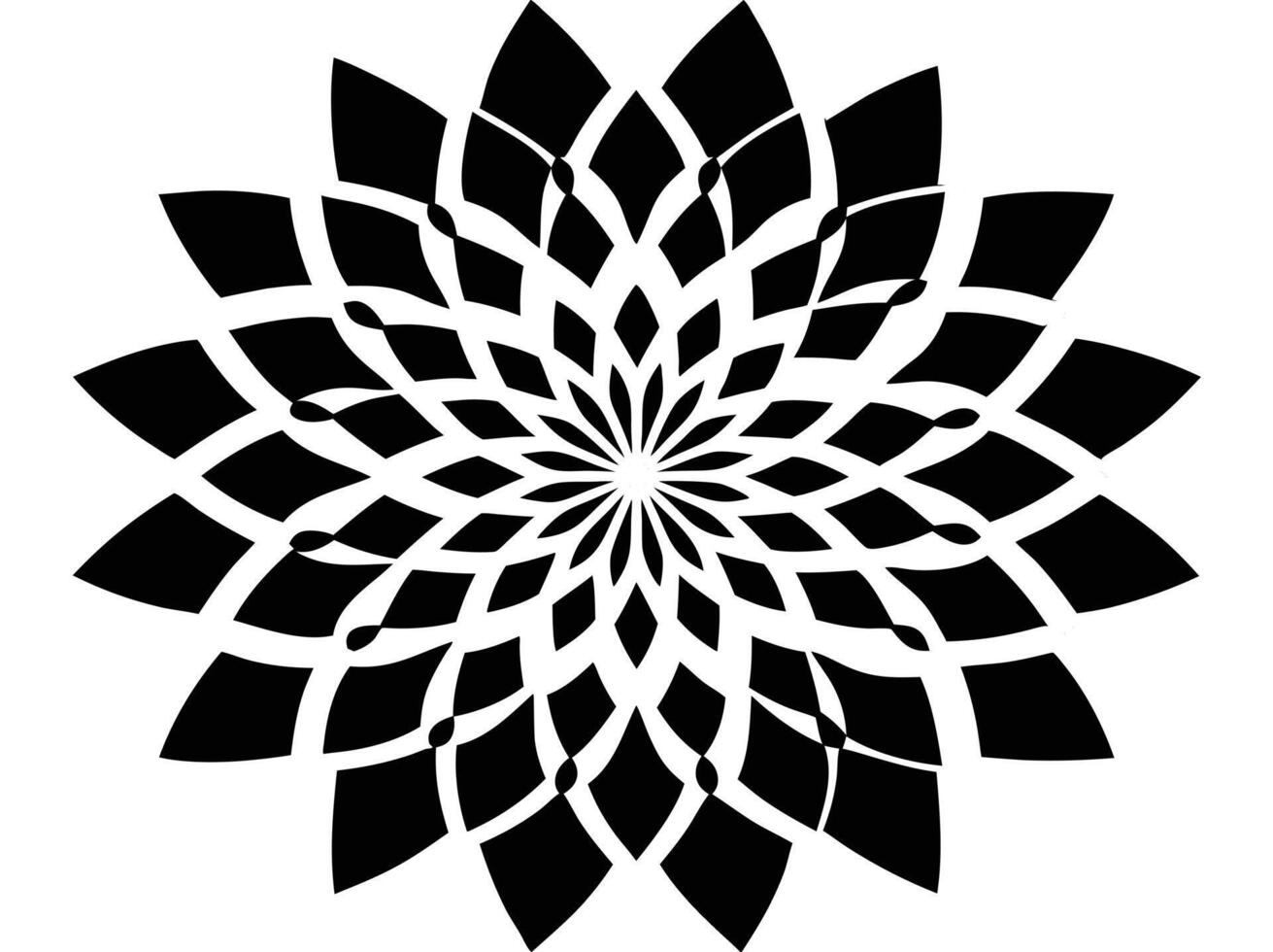 Striking Black and White Abstract Mandala Design Hypnotic Geometric Flower Radiating Energy and Spiritual Serenity vector