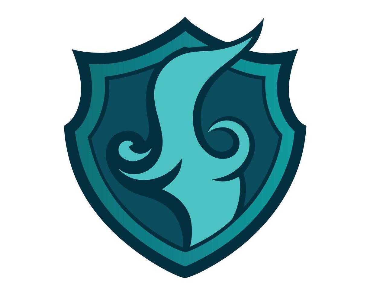Serene Teal Flame Emblazoned on a Protective Shield A Mystical and Protective Logo Design - Professional digital artwork with vibrant colors and detailed composition vector