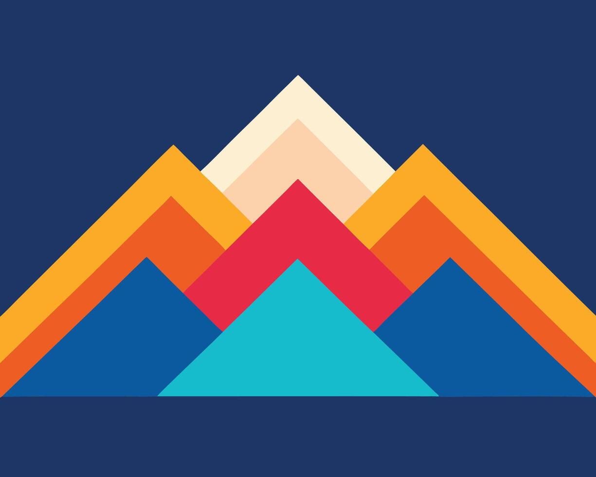 Vibrant Abstract Mountain Range Illustration Colorful Triangles Ascending Against a Deep Blue Night Sky - Professional digital artwork with vibrant colors and detailed composition vector