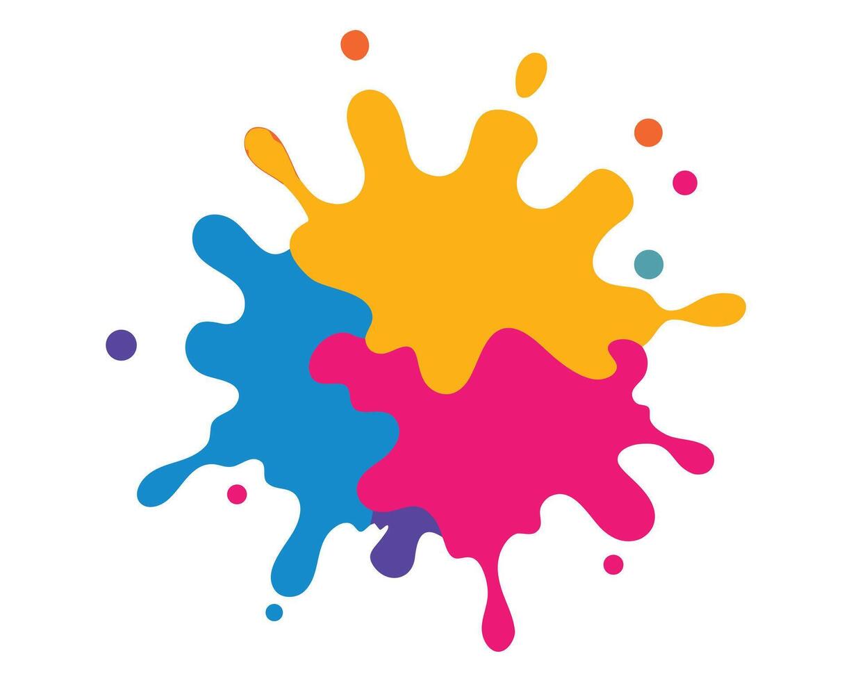 Vibrant Colorful Paint Splatter Explosion on White Background Joyful Abstract Design - Professional digital artwork with vibrant colors and detailed composition vector