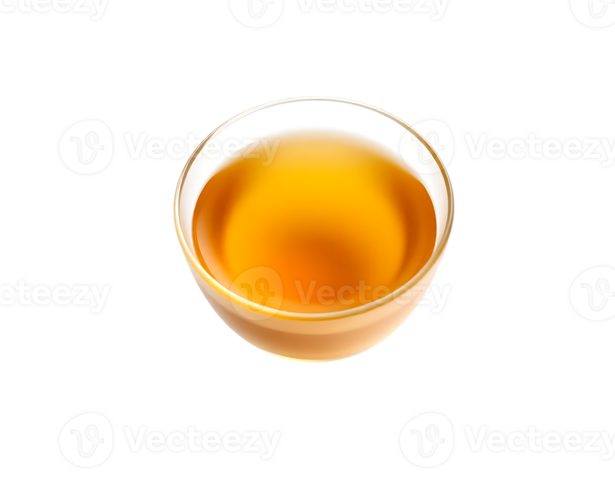 Close-up of a transparent bowl filled with golden honey, isolated on a transparent background. png