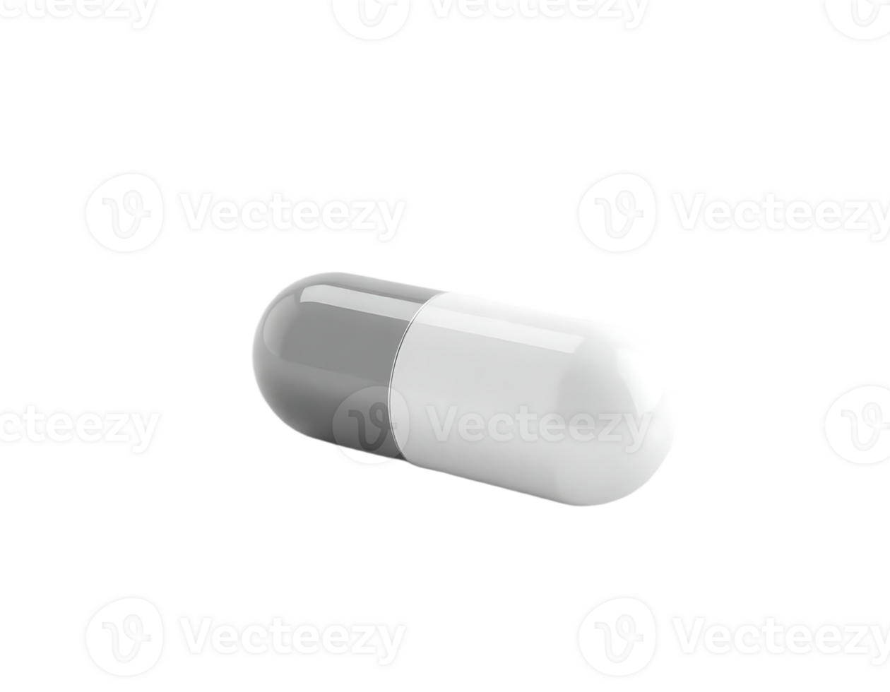 A close-up of a grey and white capsule png