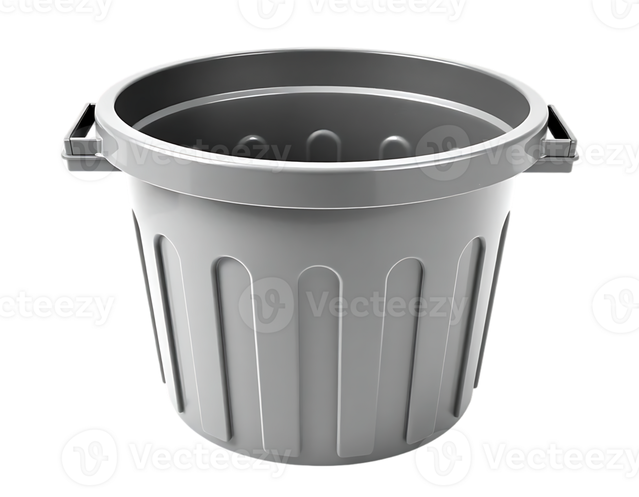 Gray Plastic Trash Can with Handles png
