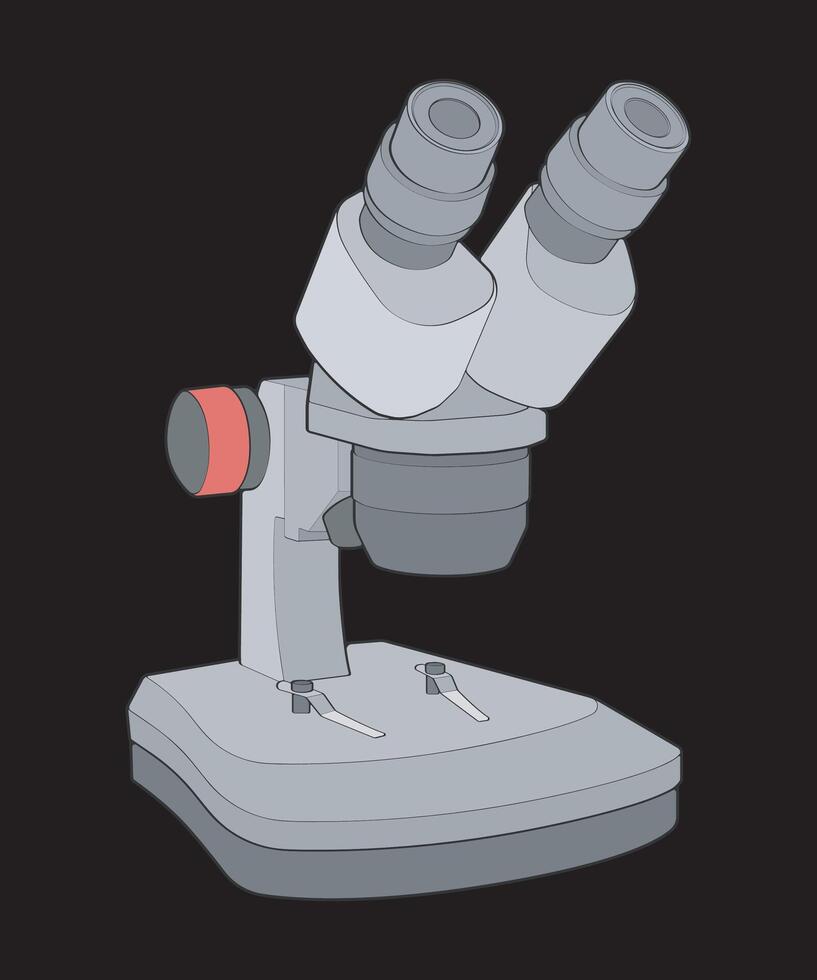Detailed hand-drawn illustration of a compound microscope vector
