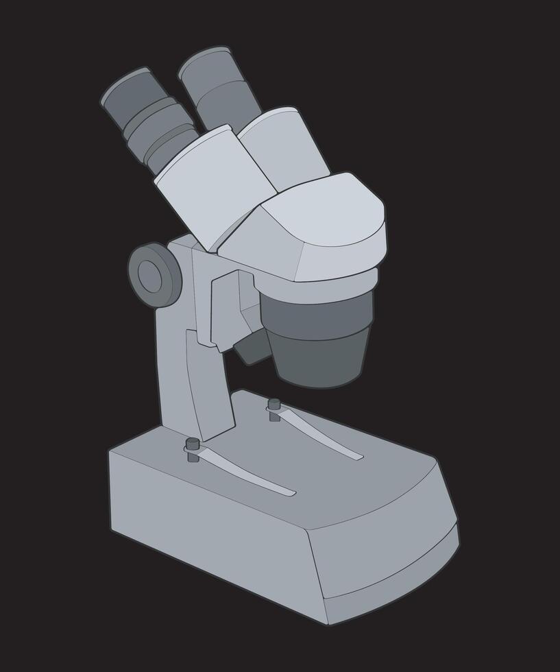 a cartoon microscope on a black background vector