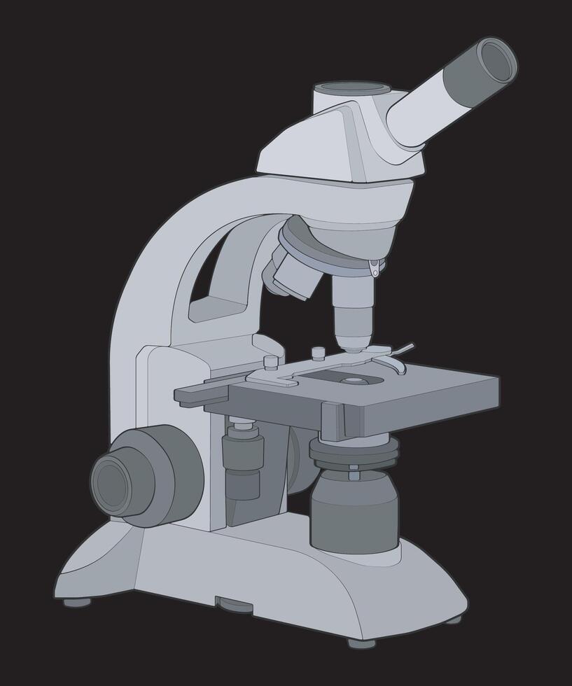 Hand-Drawn Microscope Illustration Laboratory Science Equipment vector