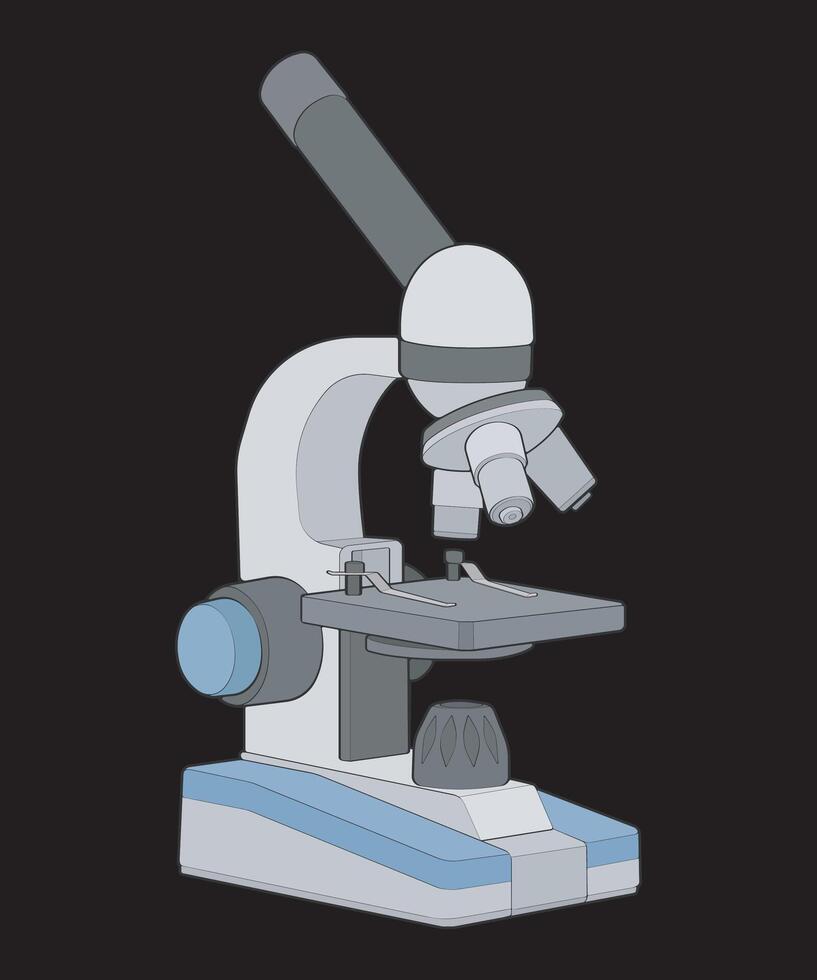 Hand Drawn Microscope Illustration. Laboratory Science Equipment for Research and Education Projects vector