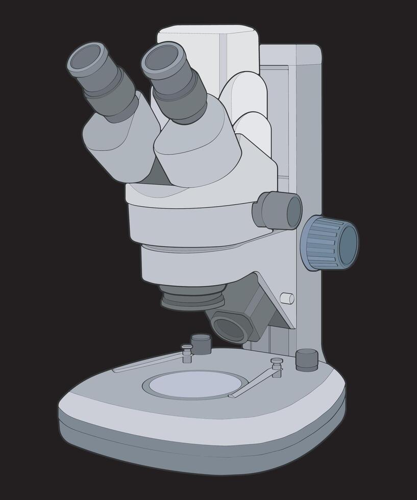 Hand-Drawn Microscope Illustration. Laboratory Science Equipment for Research and Education Projects. vector