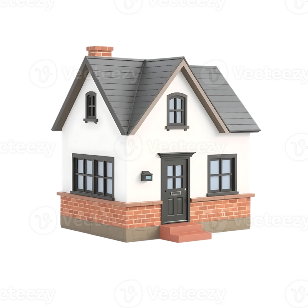 Cartoon 3D House Illustration for Real Estate and Property Concepts png