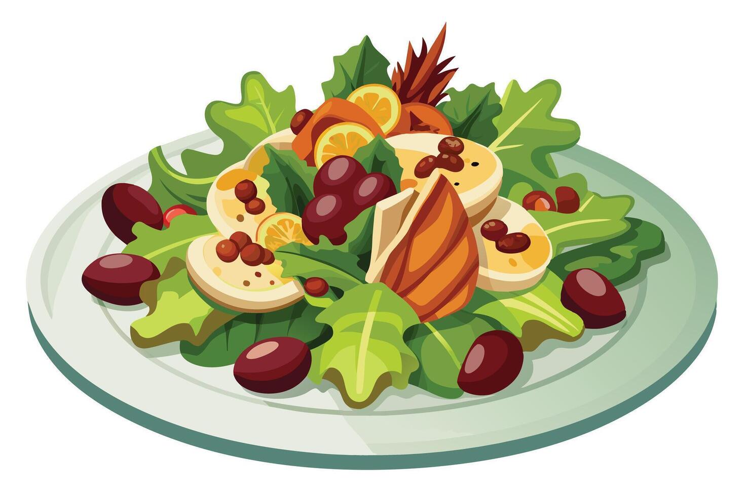 Delightful Mediterranean Salad with Grilled Salmon, Citrus, and Olives A Vibrant and Healthy Meal - Professional digital artwork with vibrant colors and detailed composition vector