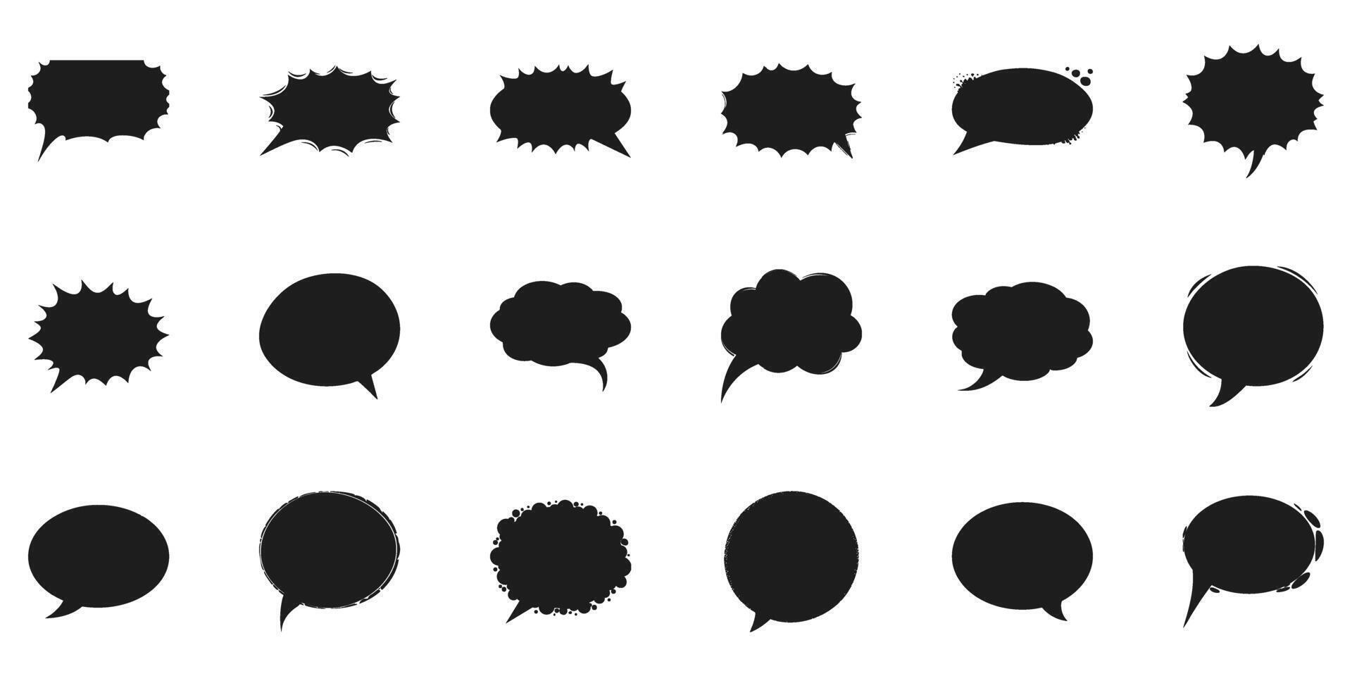 Speech Bubble Silhouette Set. Comic Style Communication Elements Collection. Isolated Illustration vector