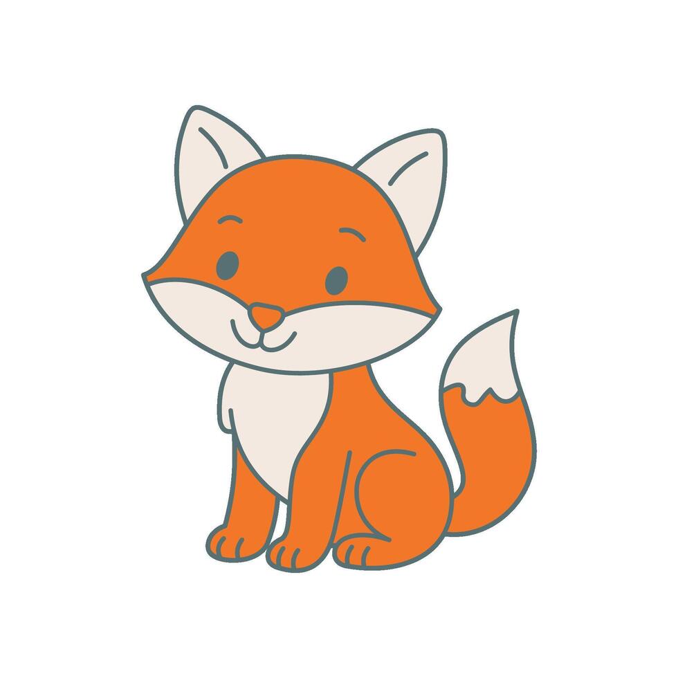 Cute cartoon Fox coloring book illustration design templates simple and modern vector