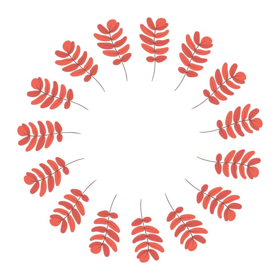 Red fall leaves circle frame. vector