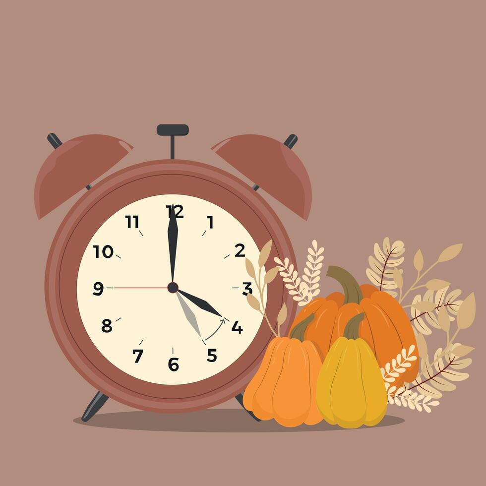 Change your clocks. alarm with pumpkins vector