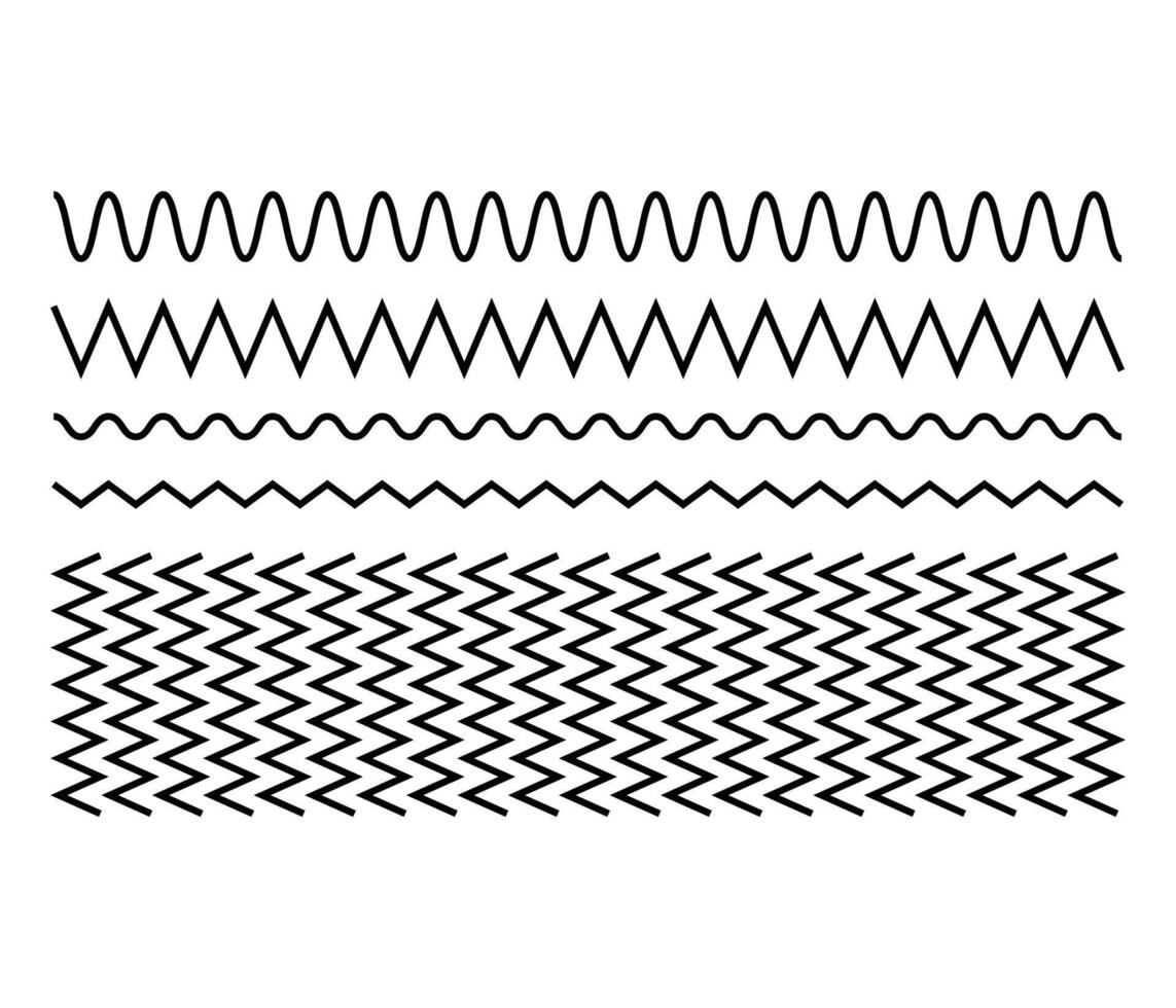 set of abstract zigzag lines. zig zag wavy lines vector