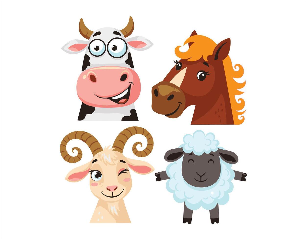 Farm animals cartoon set of farm animals illustration vector