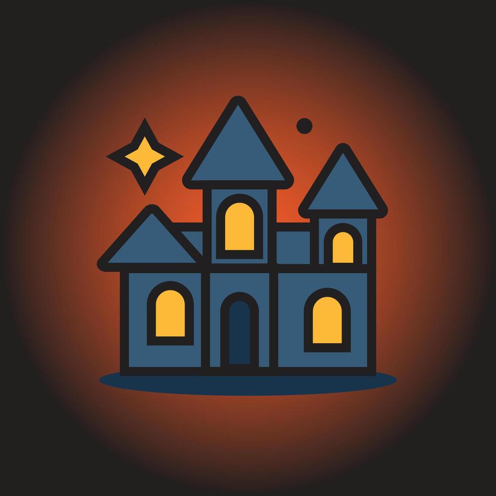 a house with a star on top and a moon on the roof vector
