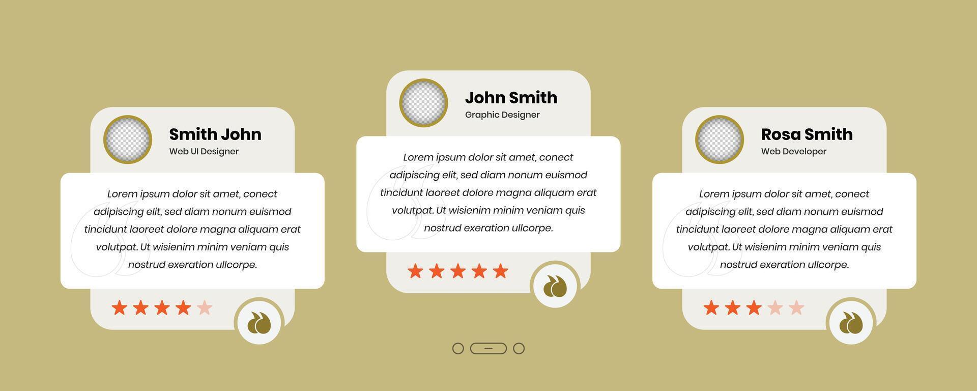 Customer feedback or client review card elements for interface design vector