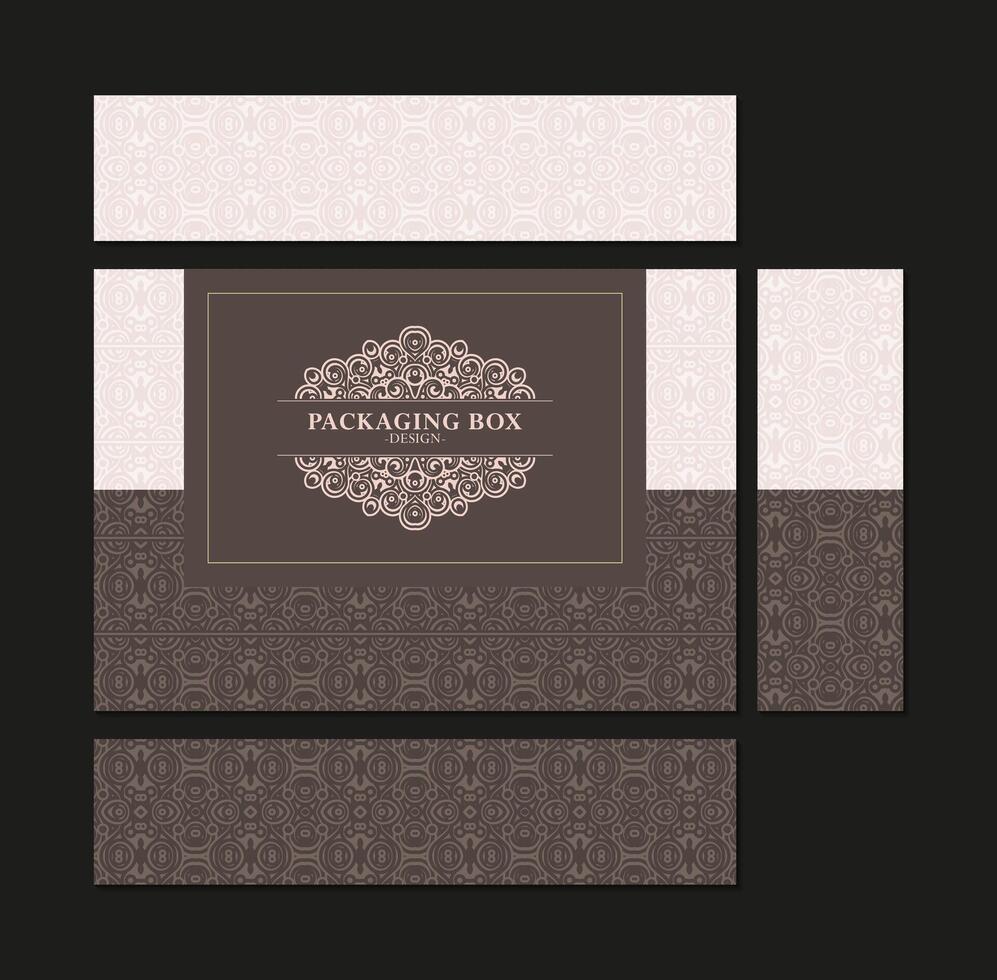 Elegant brown and pink packaging box design vector