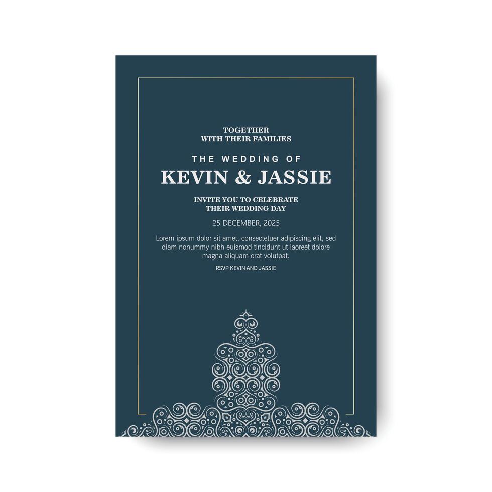 Elegant retro wedding invitation card template design. vector