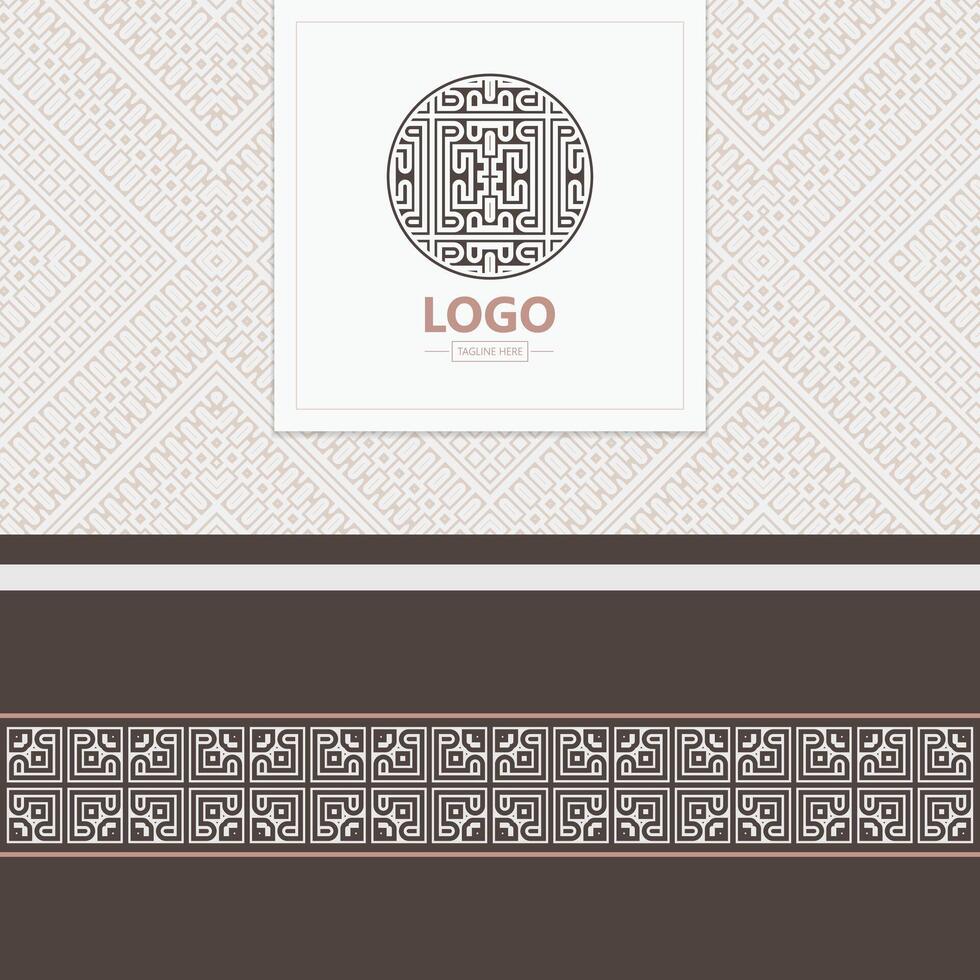 Geometric Pattern Product Label Design with Ornamental Circle Logo vector