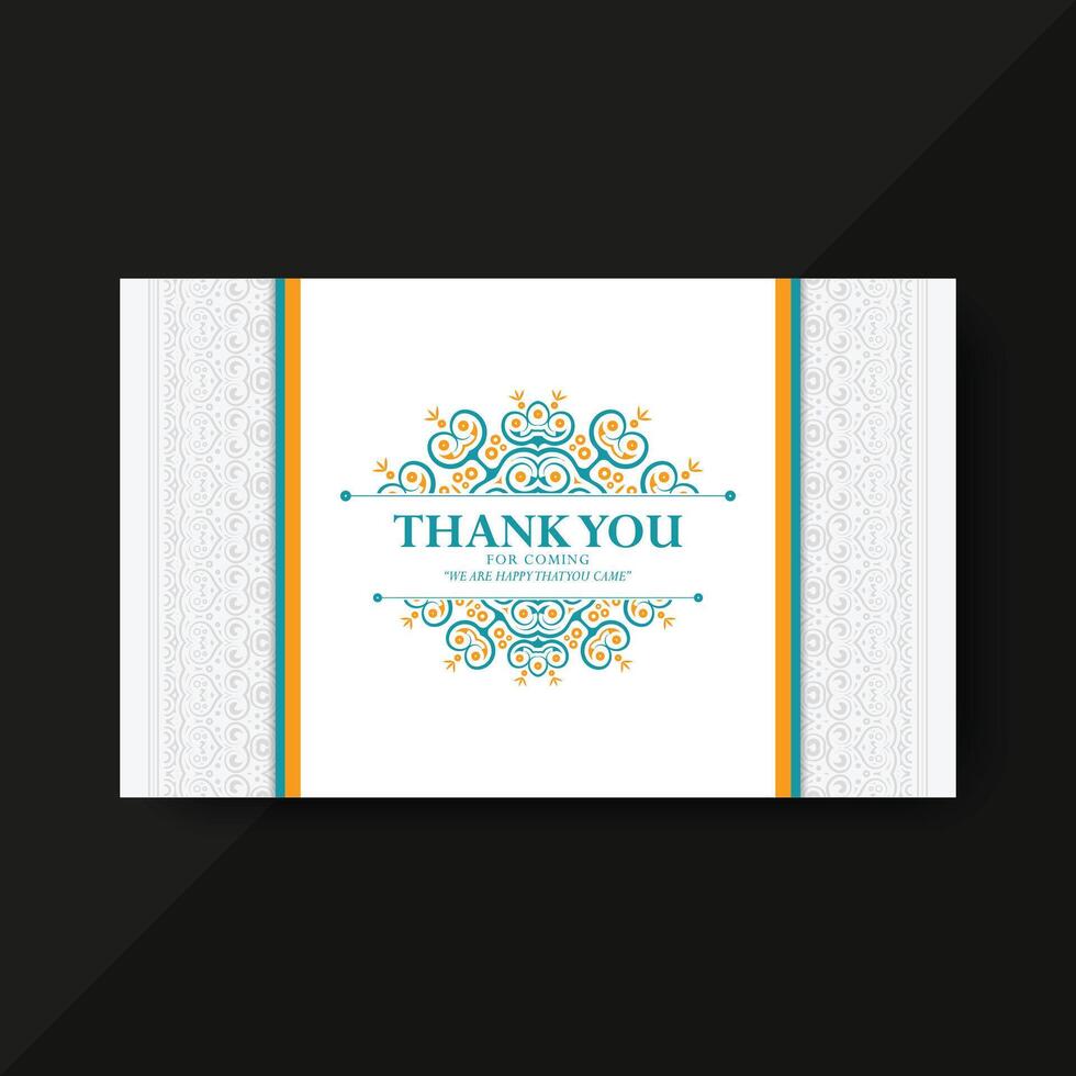 Thank You Card Template with Flourish Ornament Design vector