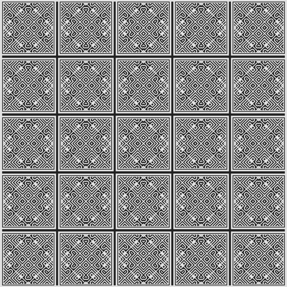 Geometric Tribal Monochrome Maze Motif Pattern Background. vector