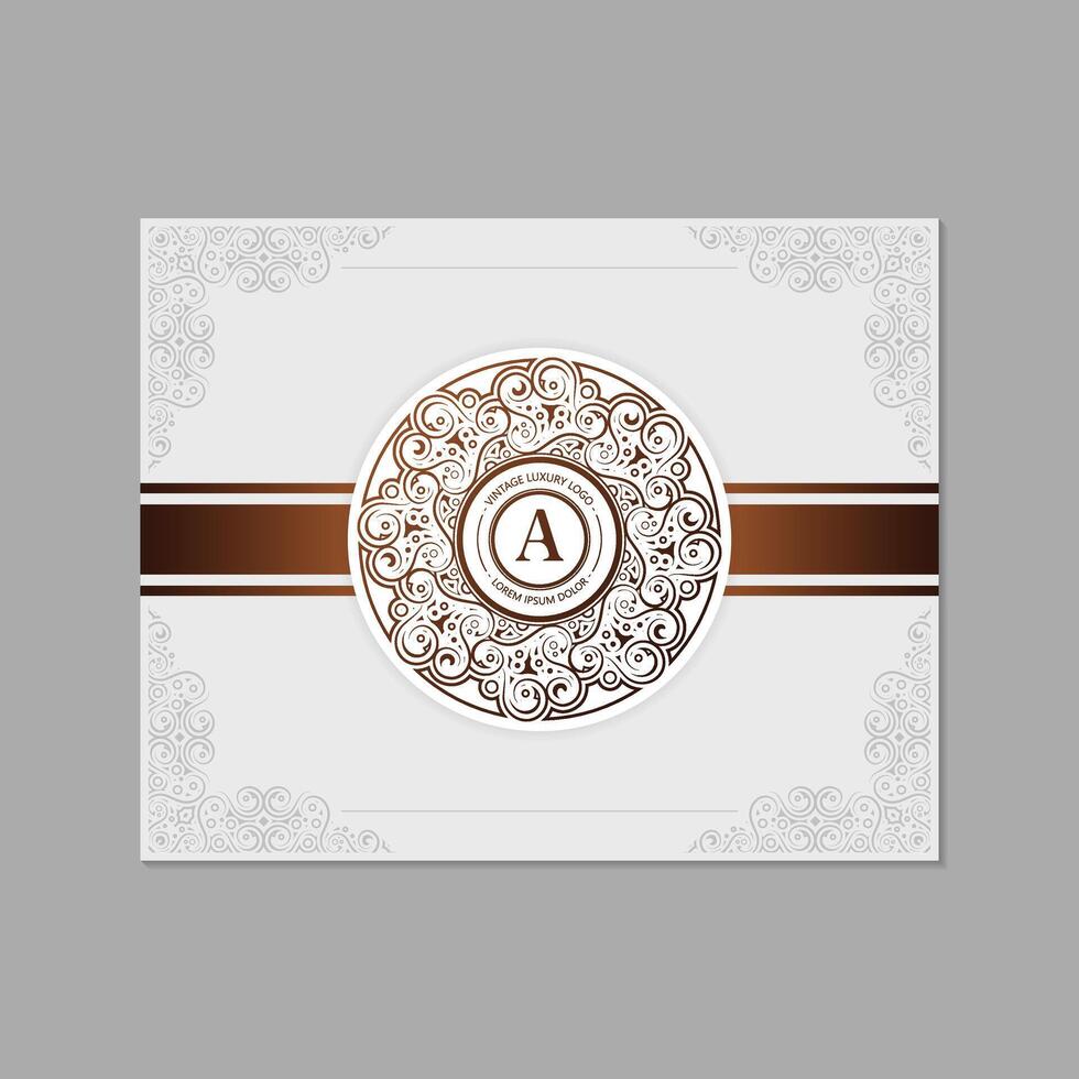 Elegant Decorative Letter A Logo with Luxury Vintage Ornament Frame vector