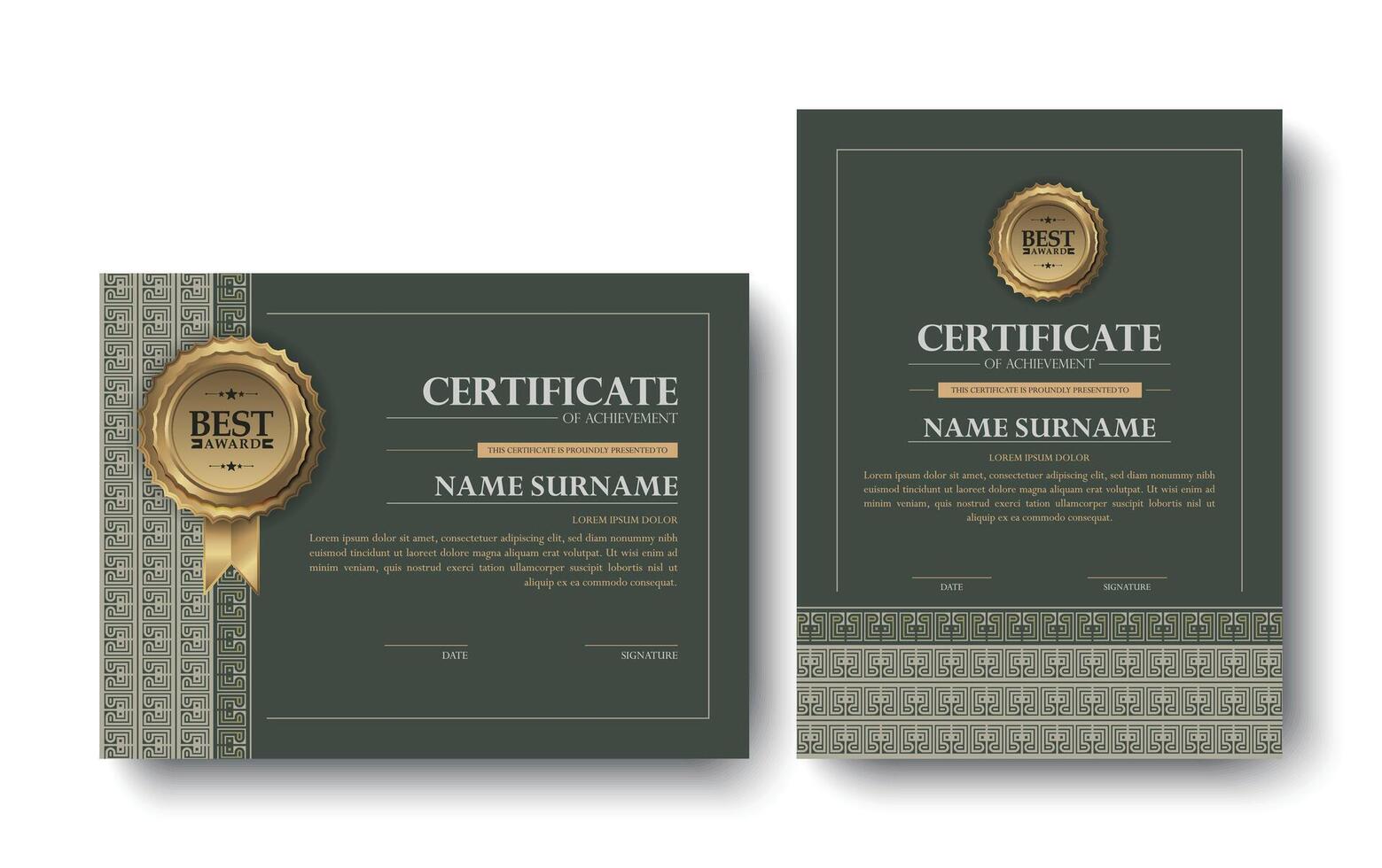 Elegant Minimalist Best Award Certificate Template for Business Recognition and Graduation vector