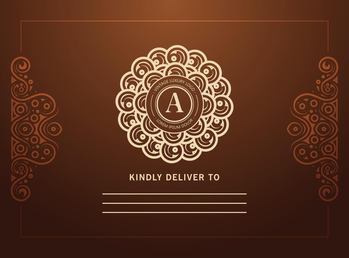 Elegant Vintage Style Floral Monogram Invitation Card with Ornamental Frame vector