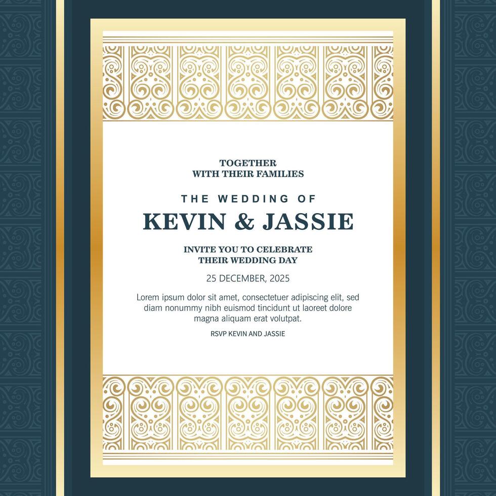 luxury wedding invitation card template design vector