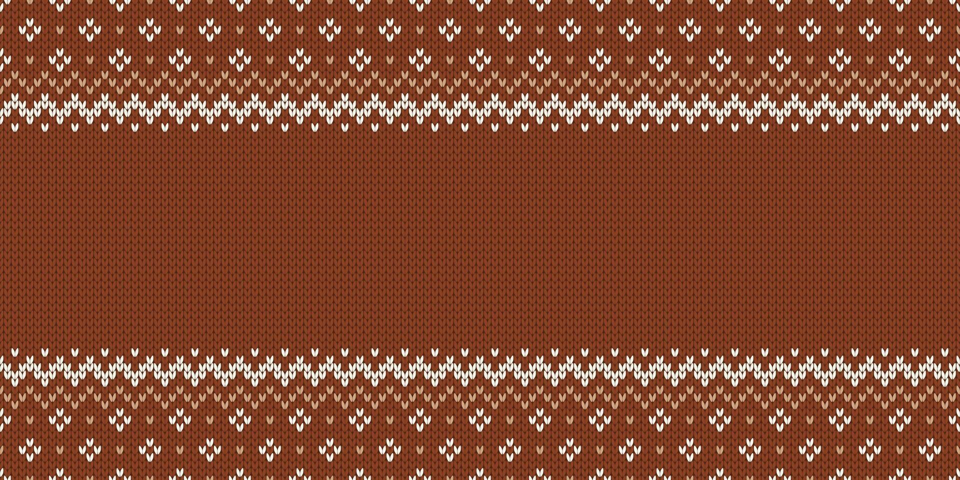 Brown knit pattern with white designs vector