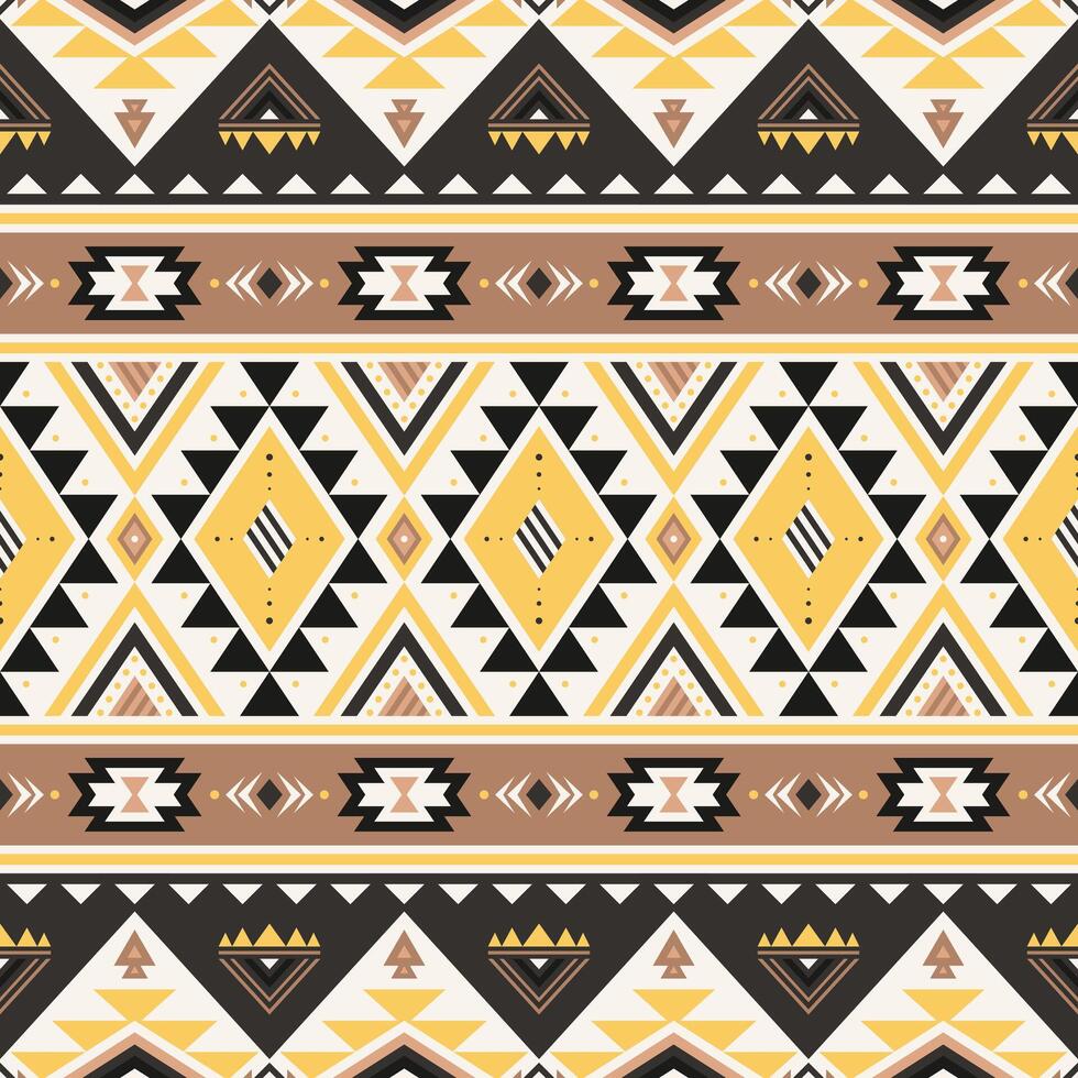 Tribal striped seamless pattern. Aztec geometric brown background. Can be used in textile design, web design for making of clothes, accessories, decorative paper, wrapping, backpacks, etc. vector