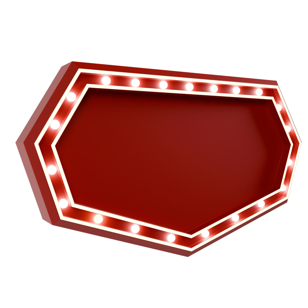 3d render of a retro billboard or blank board with glowing light bulb png
