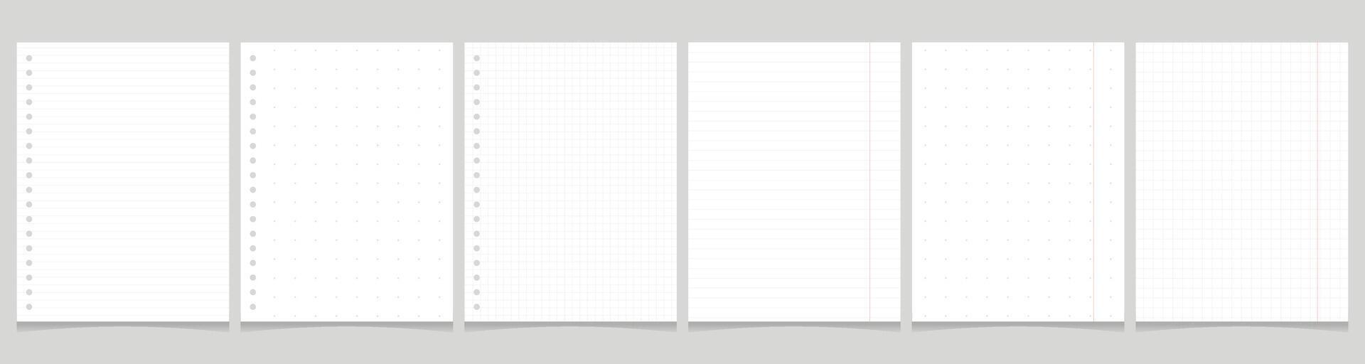 Set of notebook or notepad pages vector